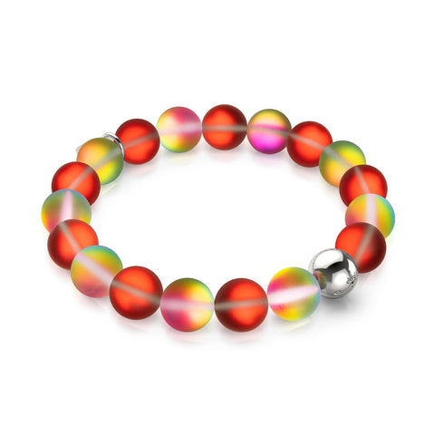 Bracelet de déclaration en verre de sirène | Grenade | Argent